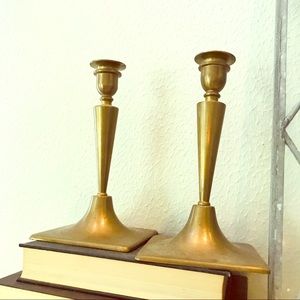 Set of 2 vintage solid brass candle sticks